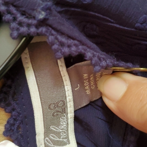 Chelsea28 Navy Blue Eyelet Dress Large NWT Career - Picture 2 of 6